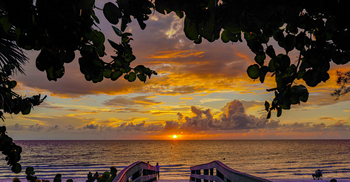 Beach view at sunset